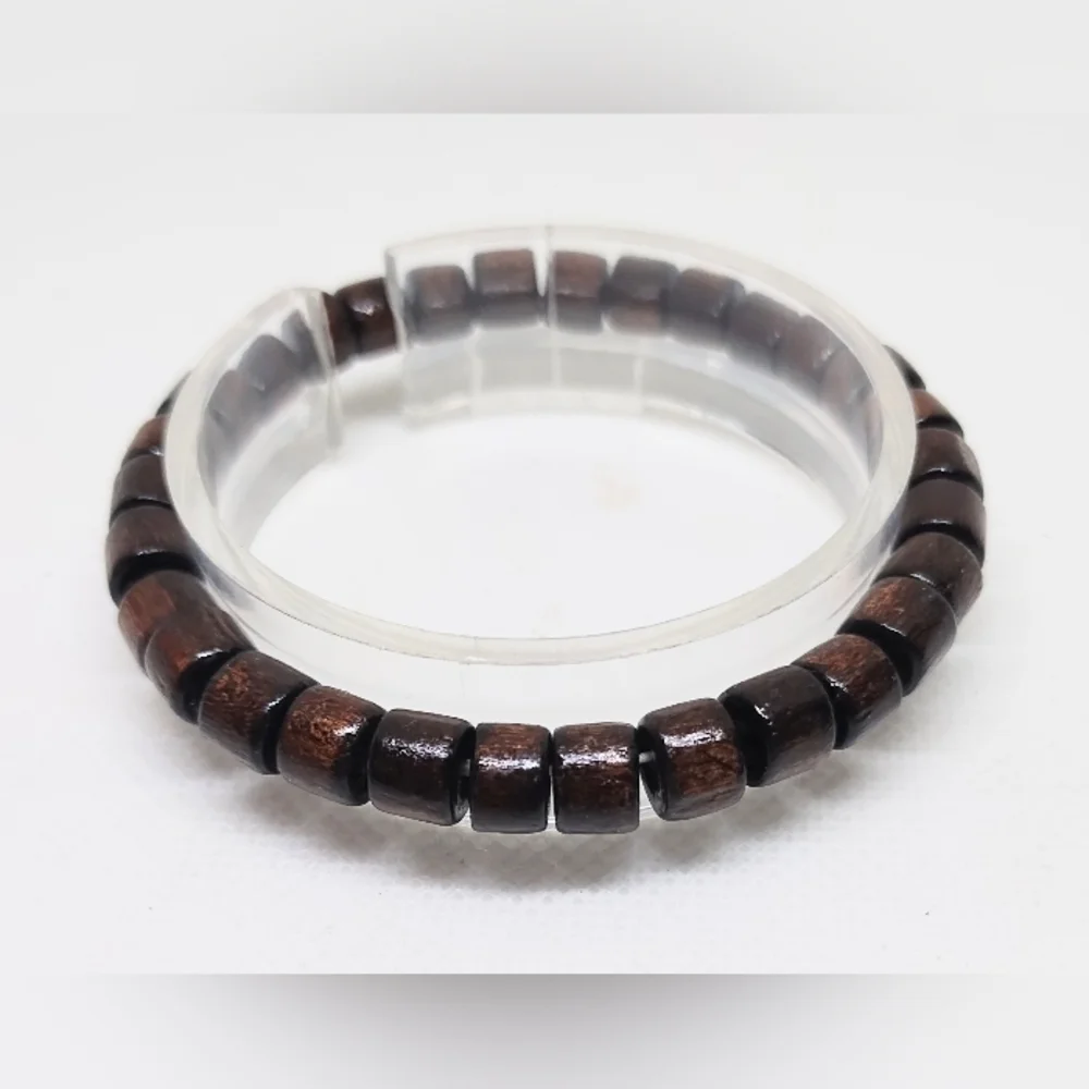 Men's Bracelet Beaded Beads Brown New f44